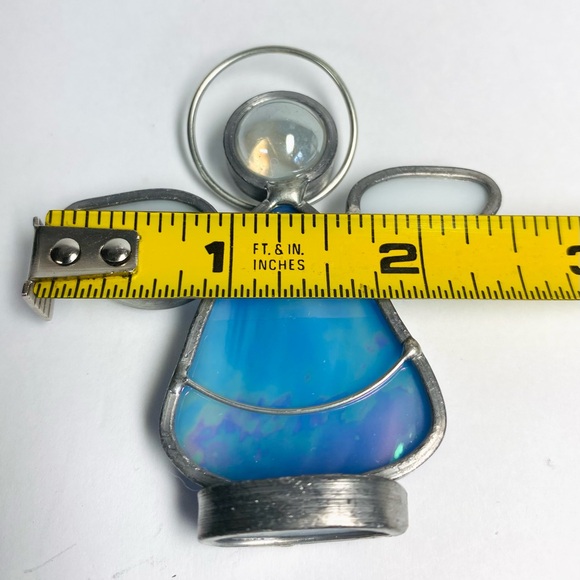Vintage Lot of 3 Leaded STAINED GLASS ANGEL Christmas Angels ornament 2 Standing - Picture 7 of 8